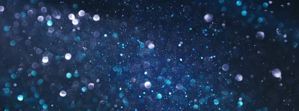 Fond Lumières Abstraites Scintillantes Argent Bleu Noir Déconcentrés — Photo