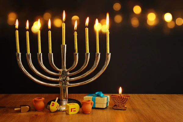 Imagen Religiosa Las Vacaciones Judías Fondo Hanukkah Con Menorah Candelabros —  Fotos de Stock