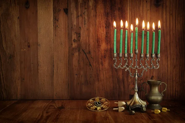 Religion Bild Judisk Semester Hanukkah Bakgrund Med Menorah Traditionell Kandelabra — Stockfoto