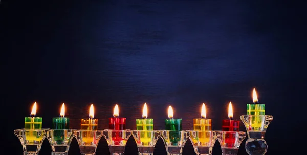 Religie Beeld Van Joodse Vakantie Chanoeka Achtergrond Met Menorah Traditionele — Stockfoto