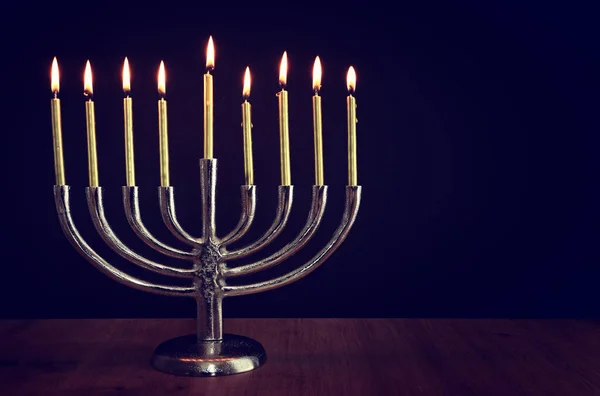 Imagen Religiosa Las Vacaciones Judías Fondo Hanukkah Con Menorah Candelabros —  Fotos de Stock