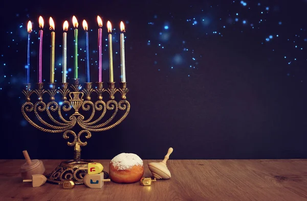 Religie Beeld Van Joodse Vakantie Chanoeka Achtergrond Met Menorah Traditionele — Stockfoto