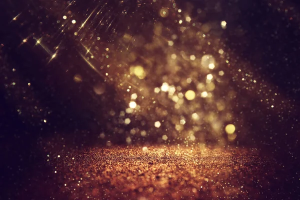 Background Abstract Glitter Lights Silver Gold Black Focused — Stock Photo, Image