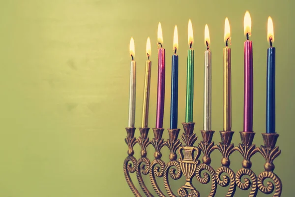 Imagen Religiosa Las Vacaciones Judías Fondo Hanukkah Con Menorah Candelabros —  Fotos de Stock