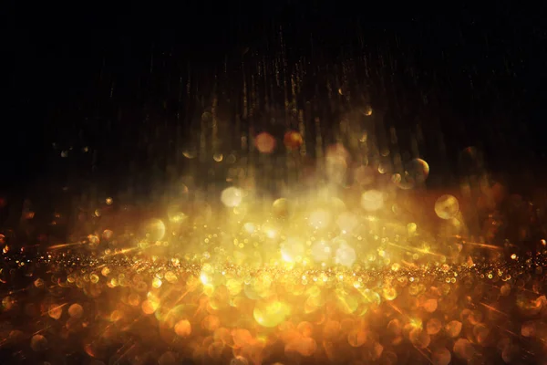 Fundo Ouro Abstrato Luzes Brilhantes Pretas Desfocado — Fotografia de Stock