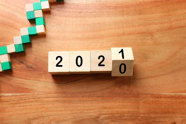 Νέο Έτος 2021 Έννοια Επιχειρηματική Ιδέα Πάνω Από Ξύλινο Πίνακα — Φωτογραφία Αρχείου