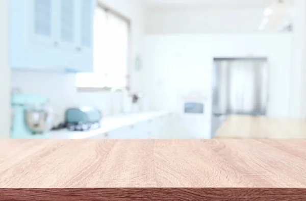Boş Masa Tahtası Odaklanmış Modern Mutfak Arka Planı Ürün Görüntüleme — Stok fotoğraf