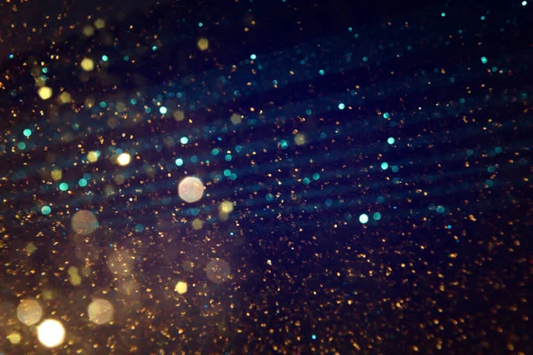 Background Abstract Blue Gold Black Glitter Lights Defocused — Stock Photo, Image