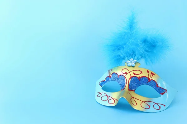 Photo Elegant Delicate Venetian Mask Blue Background — Stock Photo, Image