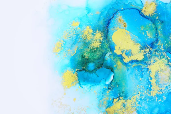 Художественная Фотография Абстрактной Живописи Жидкостным Искусством Помощью Алкогольных Чернил Синих — стоковое фото