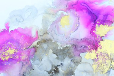 Alkol mürekkebi, siyah, pembe ve altın rengi olan soyut akışkan sanat resimlerinin sanat fotoğrafçılığı