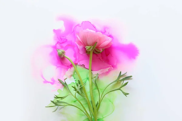 Immagine Creativa Del Fiore Buttercup Sfondo Inchiostro Artistico Vista Dall — Foto Stock