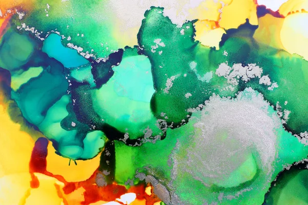 Arte Fotografía Arte Fluido Abstracto Pintura Con Tinta Alcohol Verde — Foto de Stock