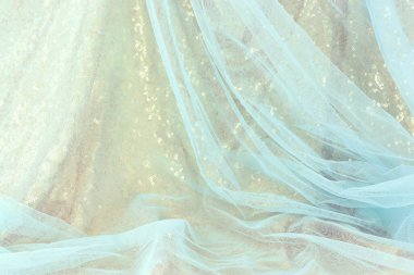 Mavi ve altın rengi tül şifon rengi arka plan