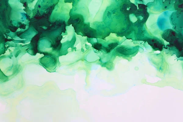 Arte Fotografía Pintura Fluida Abstracta Con Tinta Alcohol Colores Verdes — Foto de Stock