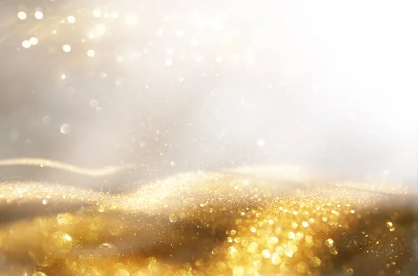 Sfondo Luci Glitter Astratte Oro Argento Sfocato — Foto Stock