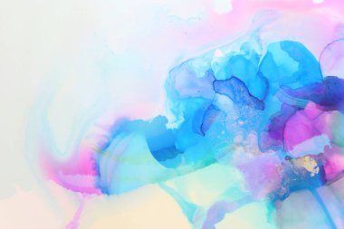 art photography of abstract fluid painting with alcohol ink, blue and purple colors clipart