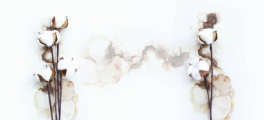 Sanatsal arkaplandaki güzel pamuk çiçeklerinin yaratıcı görüntüsü.