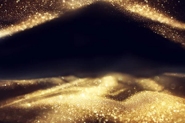 Background Abstract Gold Black Glitter Lights Defocused — Stock Photo, Image