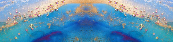 Photographie Art Peinture Abstraite Art Fluide Avec Encre Alcool Bleu — Photo