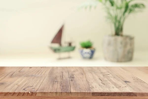 Empty Table Board Defocused Vintage Woman Toilet Desk Background Product — Stock Photo, Image