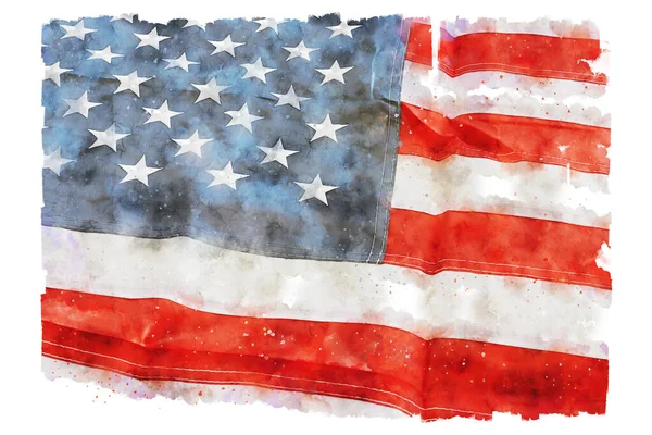 Watercolor Style Abstract Image American Flag — ストック写真