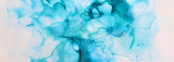 Umělecká Fotografie Abstraktní Tekuté Malby Alkoholem Inkoustem Modré Barvy — Stock fotografie