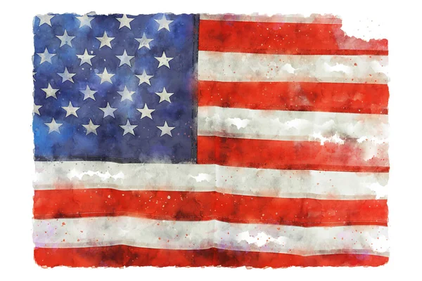 Aquarell Stil Und Abstraktes Bild Der Amerikanischen Flagge — Stockfoto