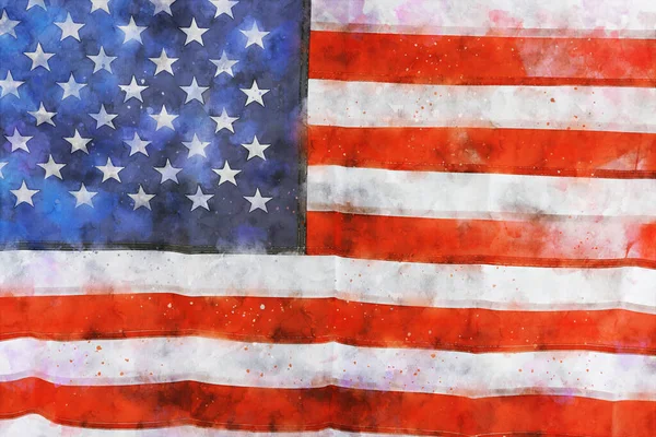 Aquarell Stil Und Abstraktes Bild Der Amerikanischen Flagge — Stockfoto