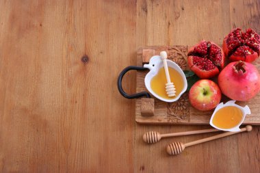 Rosh hashanah (Yahudi Yeni Yıl Tatili) konsepti. Geleneksel semboller