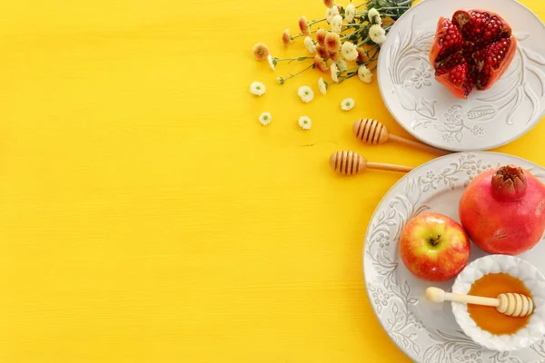 Rosh Hashanah Joods Nieuwjaar Vakantie Concept Traditionele Symbolen — Stockfoto