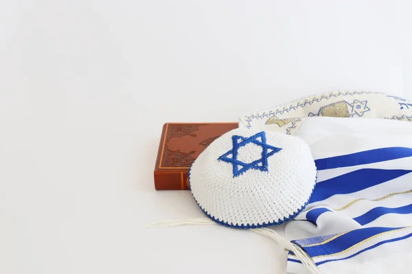 Religión Imagen Oración Blanca Talit Rosh Hashaná Vacaciones Año Nuevo — Foto de Stock