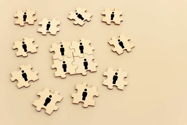 Üzleti Koncepció Kép Puzzle Blokkok Emberek Ikonok Emberi Erőforrások Menedzsment — Stock Fotó