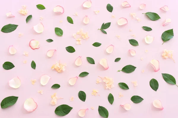 Pastel Delicate Background Pink Roses Petals Top View — Stock Photo, Image