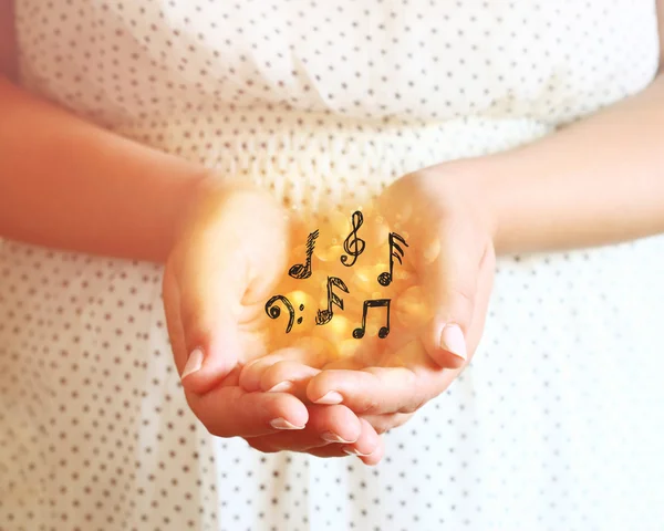 Closeup of young woman hands. hands outstretched in cupped shape. — Stock Photo, Image