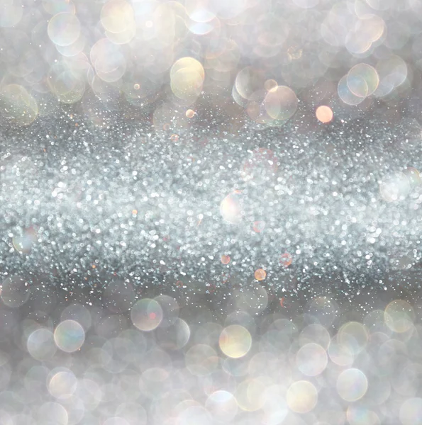 Silver and white bokeh lights defocused. abstract background — Stock Photo, Image