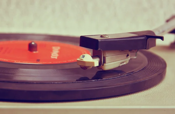 Close up image of old record player. selective focus — Stock Photo, Image