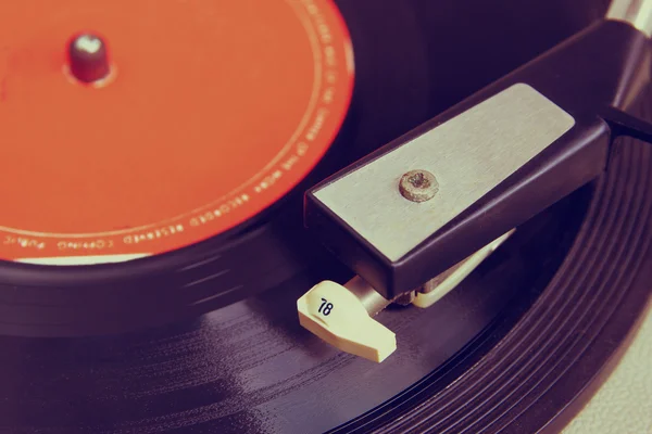 Close up image of old record player. selective focus — Stock Photo, Image