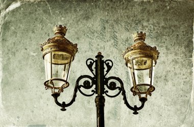 Vintage tarzı doku ile antika bir sokak lambası resmini etkisi overlaid