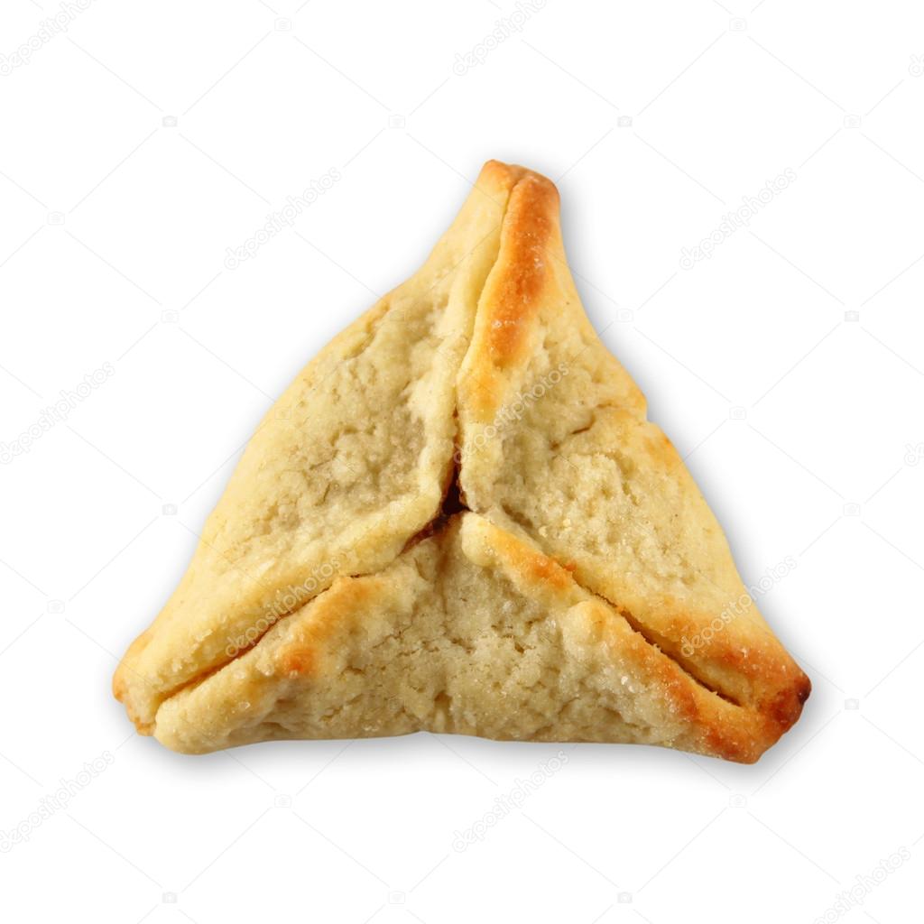 Hamantaschen cookies or hamans ears for Purim celebration (jewish holiday). isolated on white