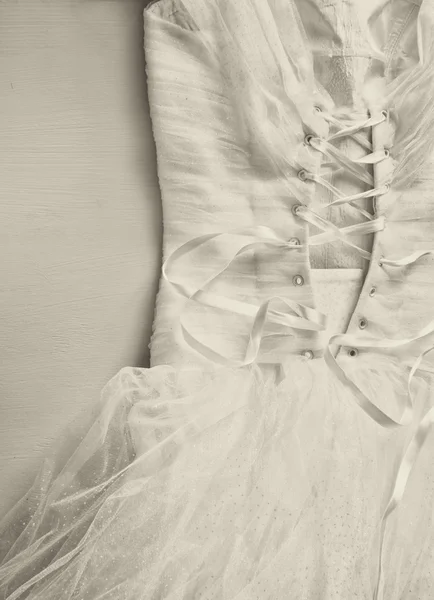 Vintage wedding dress corset background. wedding concept. black and white photo — Stock Photo, Image