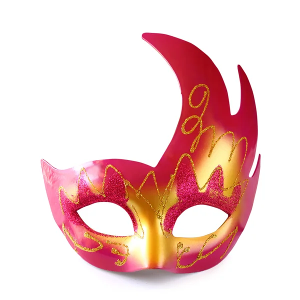 Pink and gold carnival mask isolated on white — Stock Photo, Image