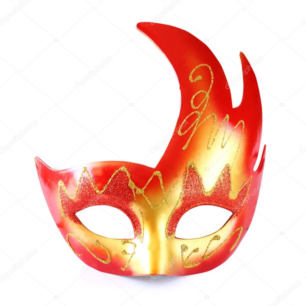 Red and gold carnival mask isolated on white