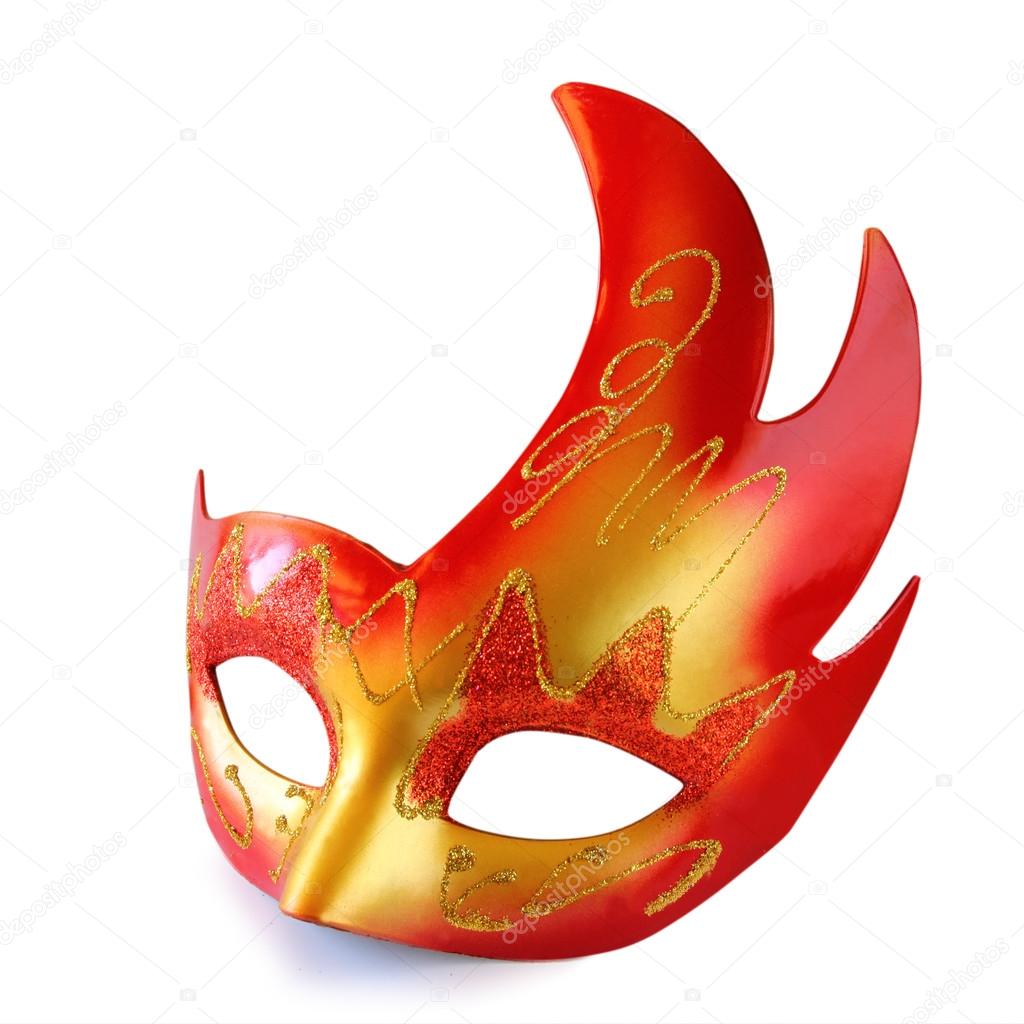 Red and gold carnival mask isolated on white