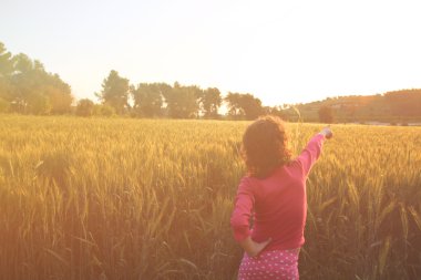 Mutlu bir çocukluk buğday alanında batımını tarafına geri, keşfetmek ve kavramı macera