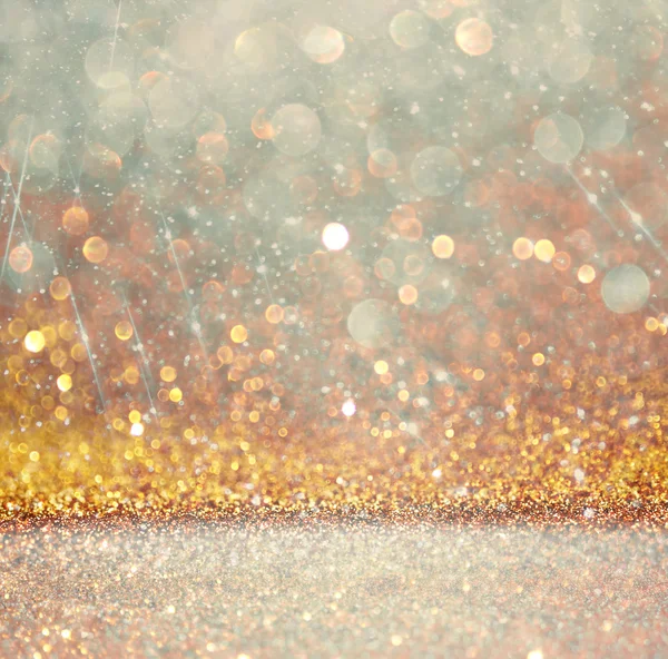 Glitter vintage lights background. light gold and black. defocused. — Stock Photo, Image