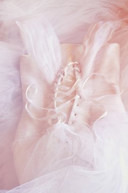 Düğün elbisesi korse arka plan. Düğün kavramı. Filtre uygulanmış görüntü