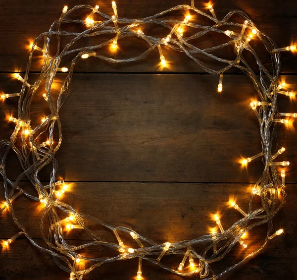 Luces de guirnalda de oro Navidad — Foto de Stock