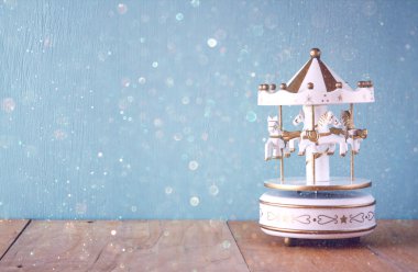 Vintage white carousel horses