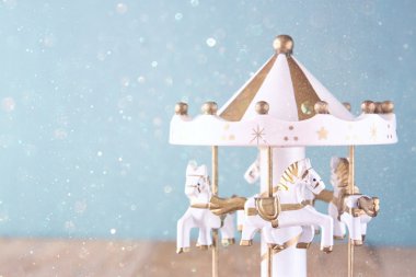 Vintage white carousel horses